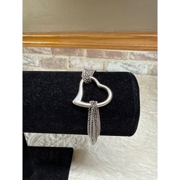 GM Italy Sterling Silver Heart Multistrand Toggle Bracelet 925 - Picture 1 of 11